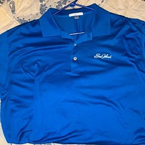 Blue sea island Peter Millar golf polo.